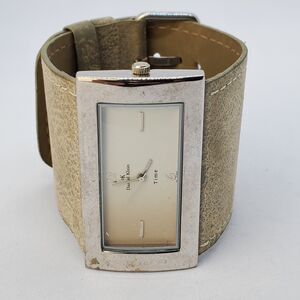 Daniel Klein 50MM Women's Watch‎ Tan Dial Wide Cuff Leather Bands New Battery